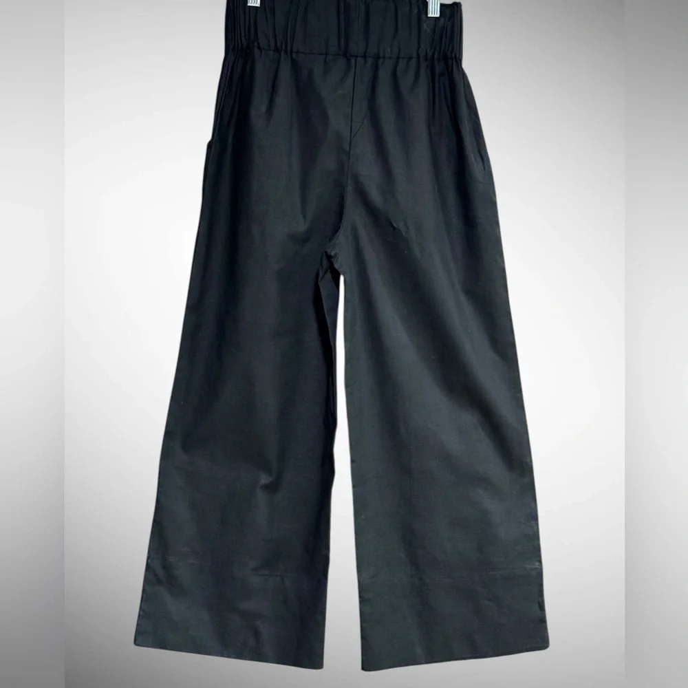 Kourt Flax Linen Crop Summer Pants Black Size Medium Wide Leg Crishelle - Picture 4 of 15
